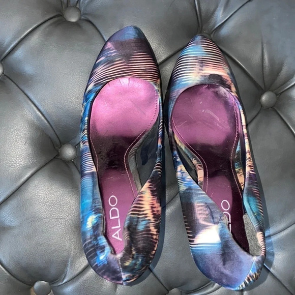 Aldo Satin patterned heels pumps  Sz 39 - Picture 14 of 15